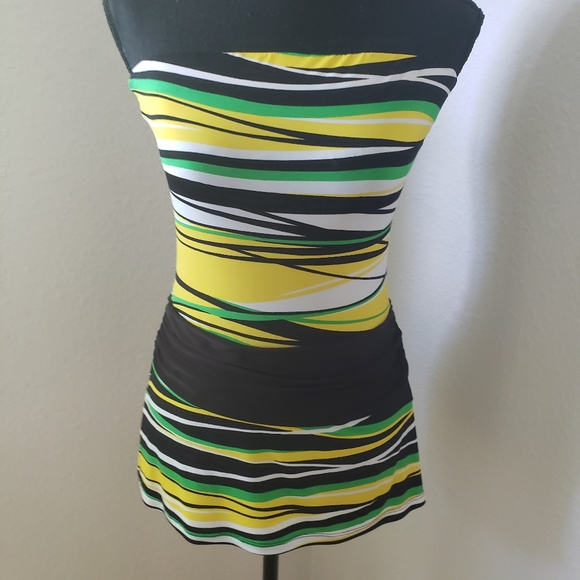 Yippee Tops - Black, Green and Gold Striped Top